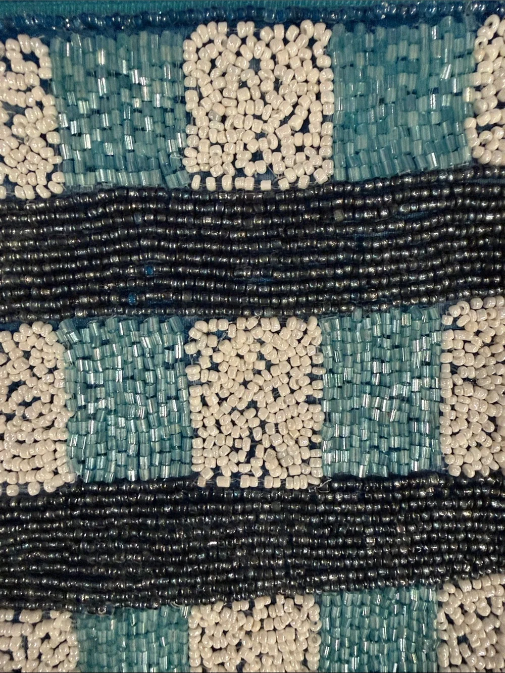 House of Harlow 1960 Blue Check Beaded Clutch with Red Lobster Appliqué Wristlet